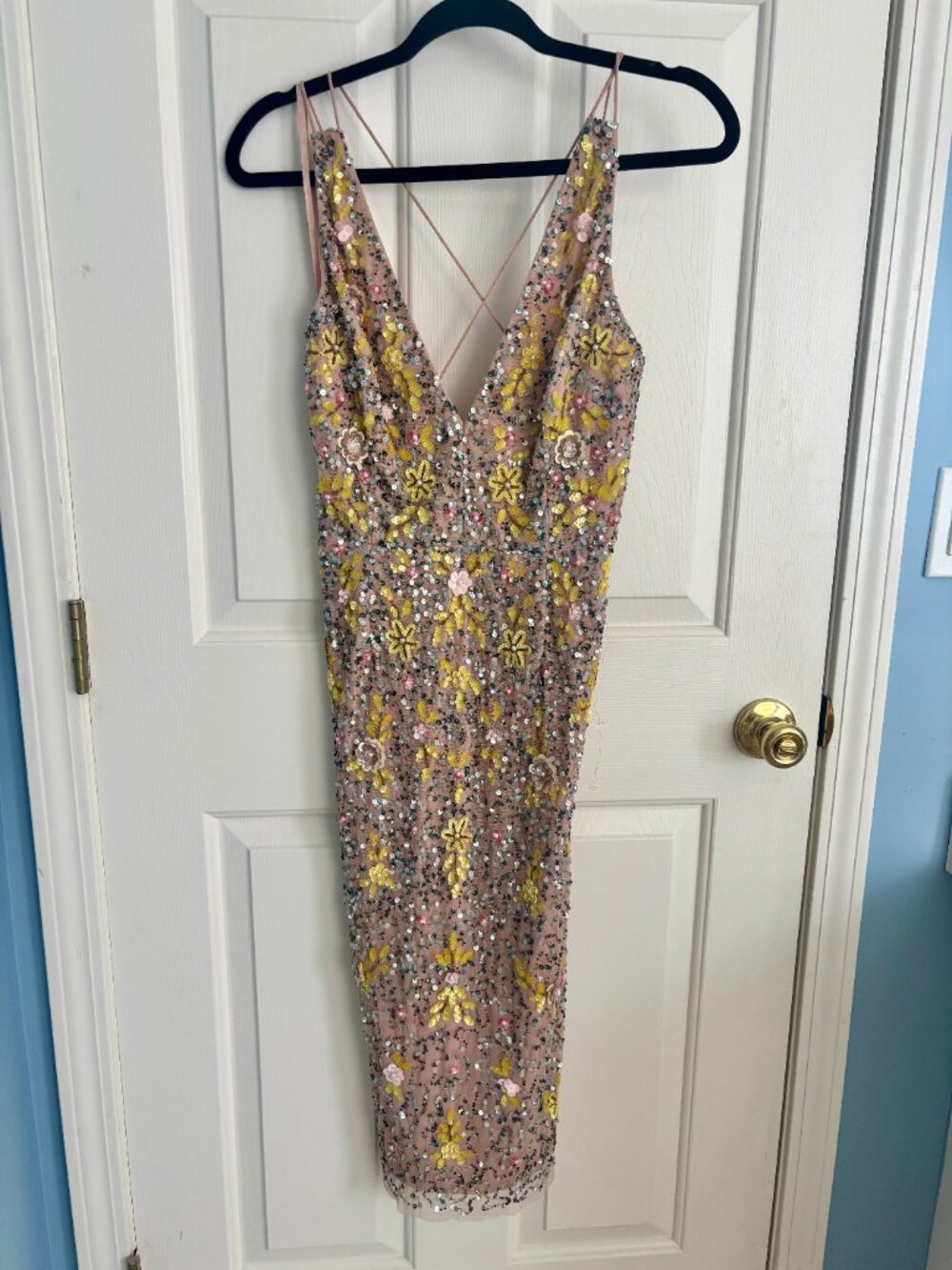 NWT Giani Bini Sequin Beaded Midi Dress Size 6